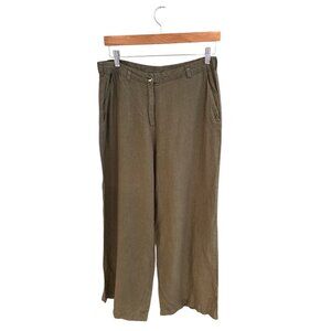 Jimmy Key Olive Green Wide Leg Linen Pants Womens L